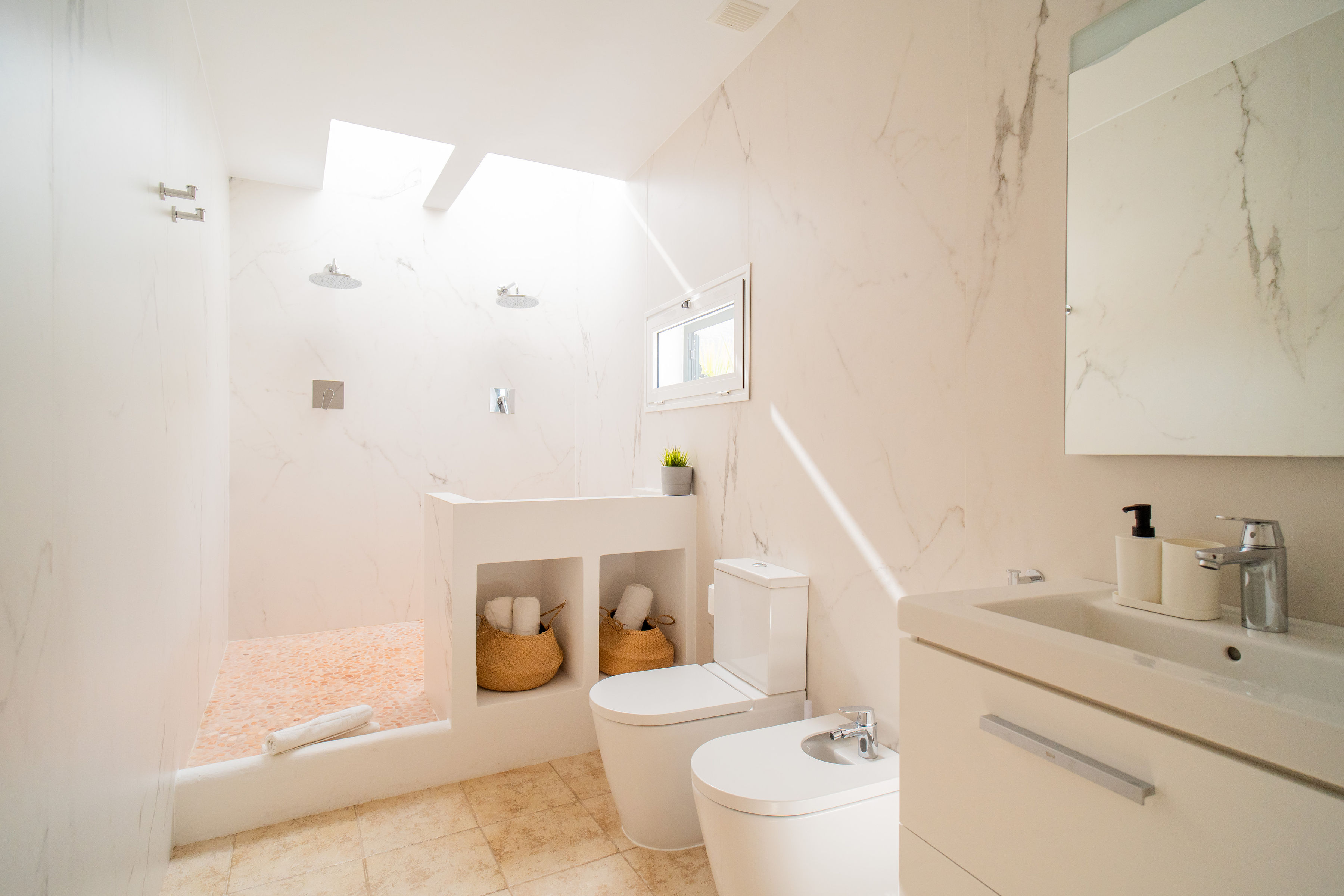 Ducha de obra con doble alcachofa
