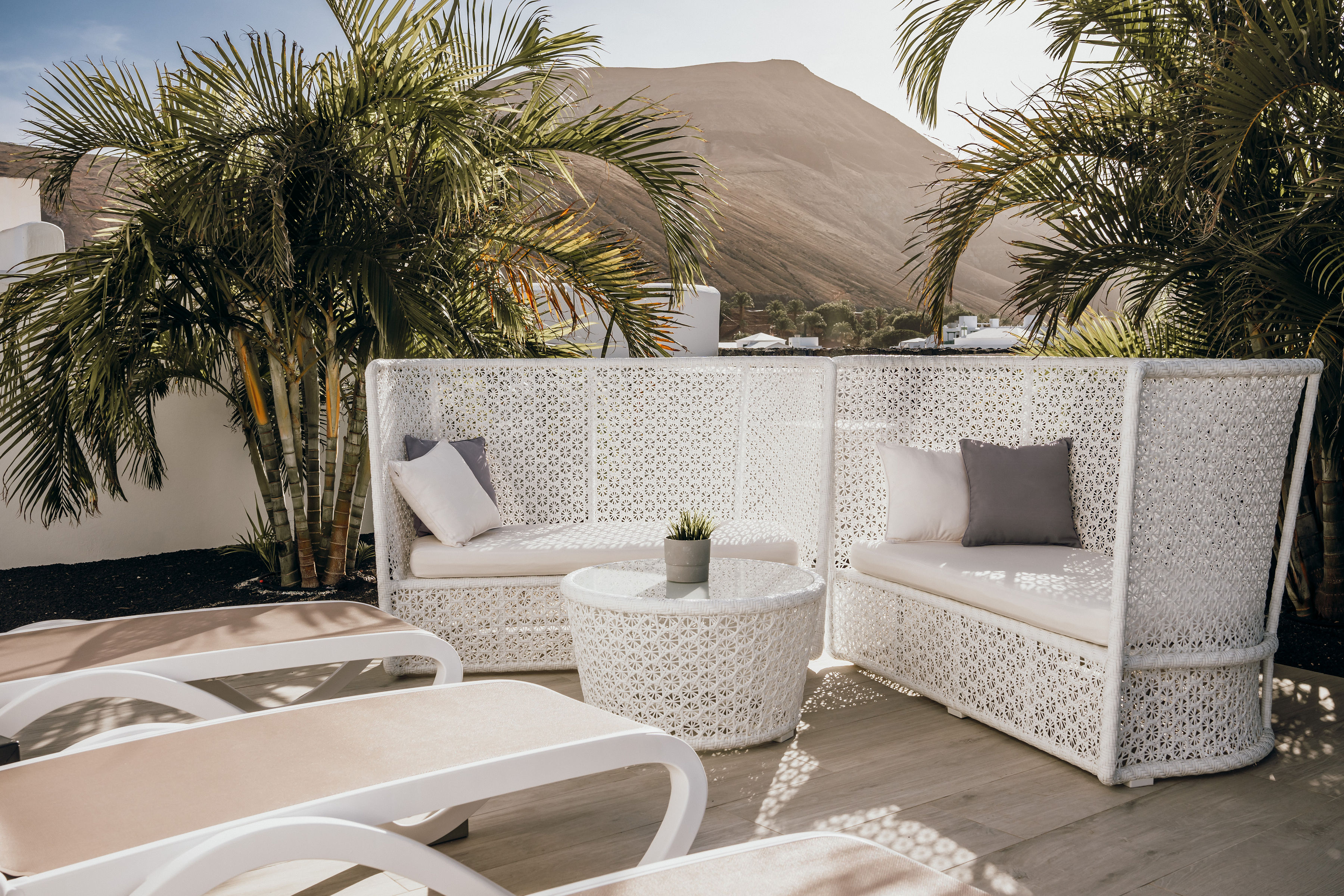 Vista de la piscina y la casa